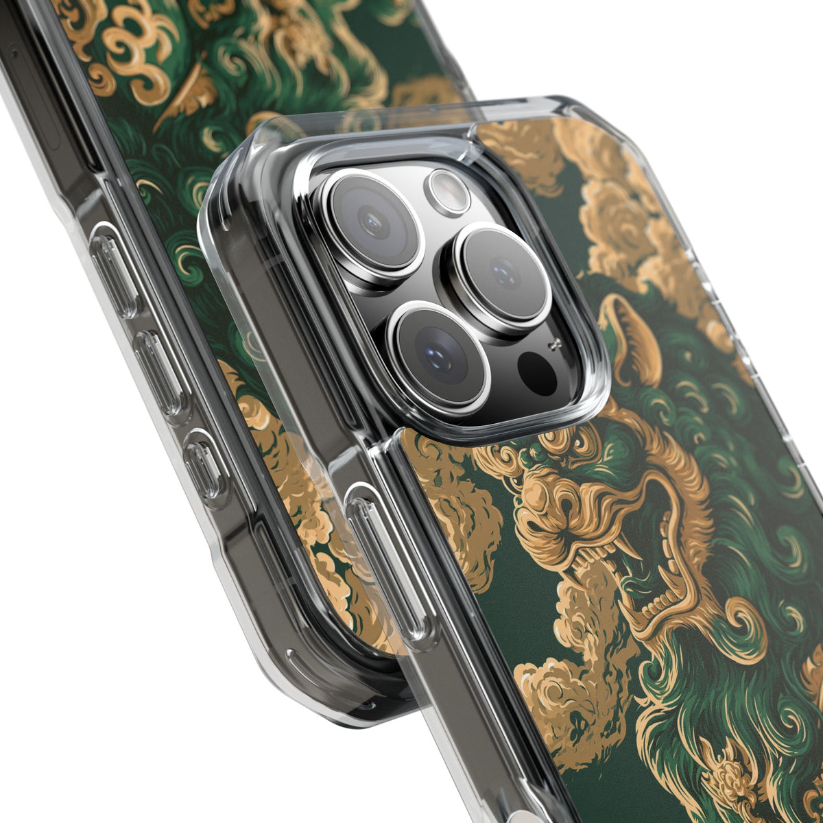 Imperial Guardian Lion · Clear Impact Magnetic Phone Case for iPhone · Green