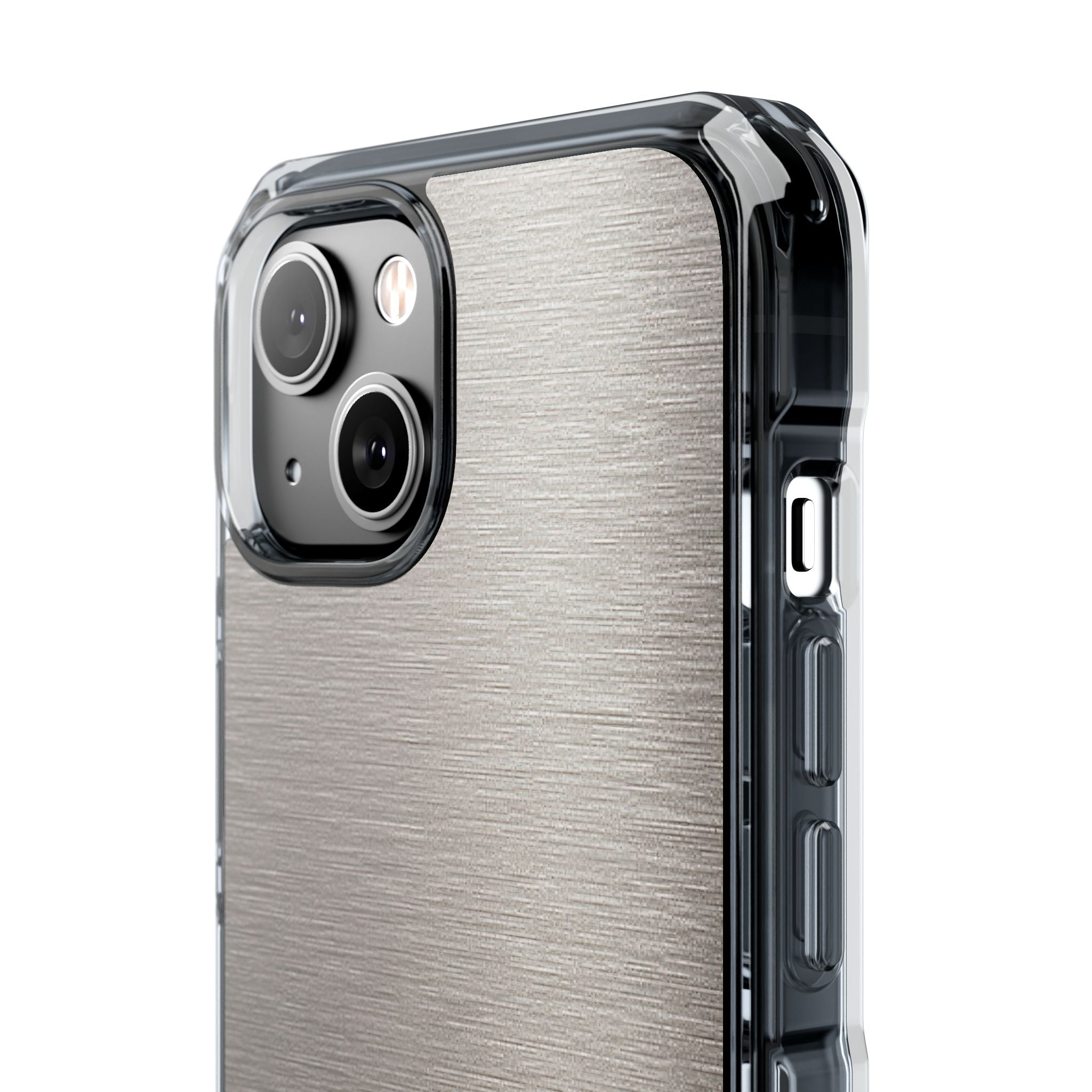 Grey Impact MagSafe Phone Case for iPhone - Brushed Nickel Linen