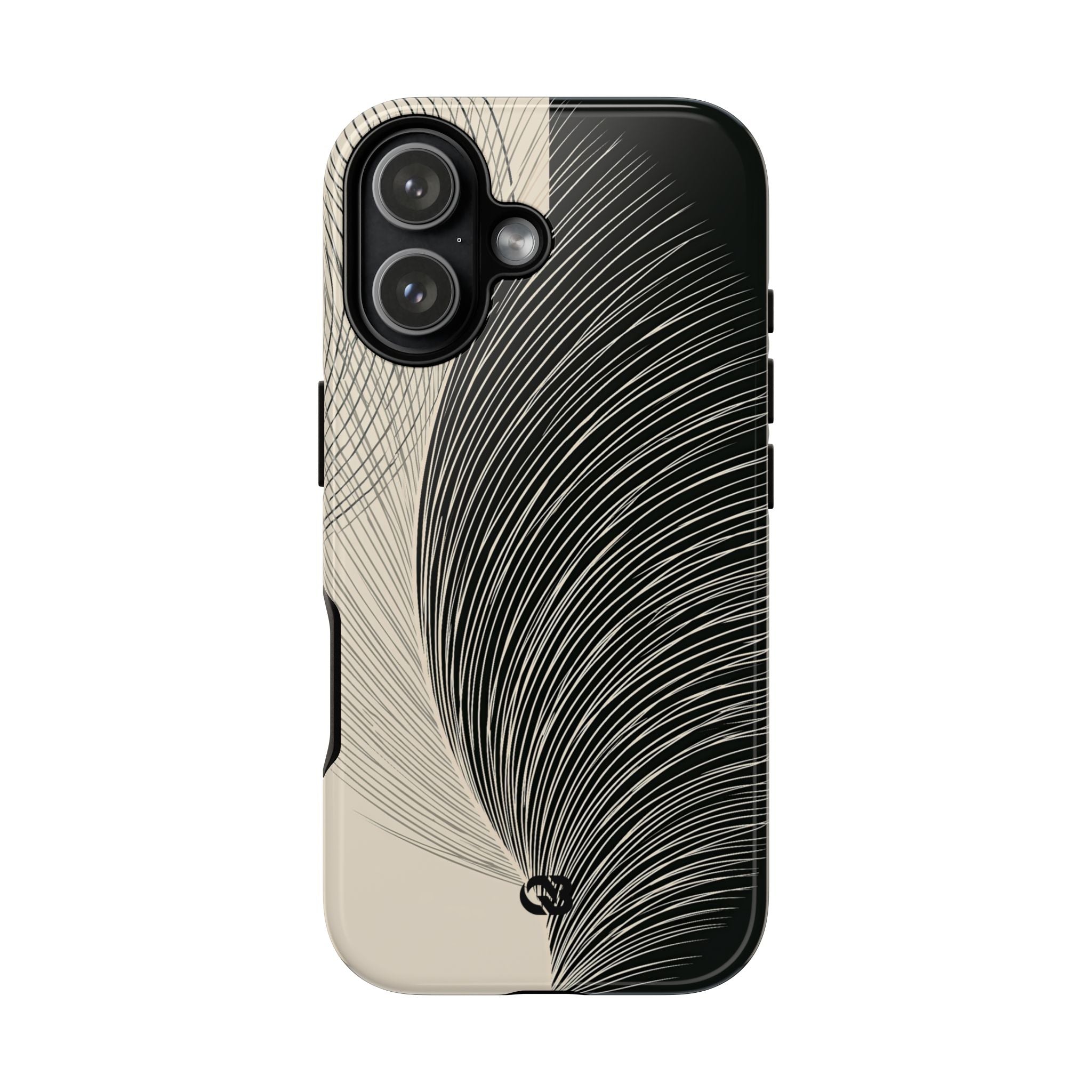 Beige Tough Phone Case for iPhone - Obsidian Cream Plume