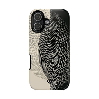 Beige Tough Phone Case for iPhone - Obsidian Cream Plume
