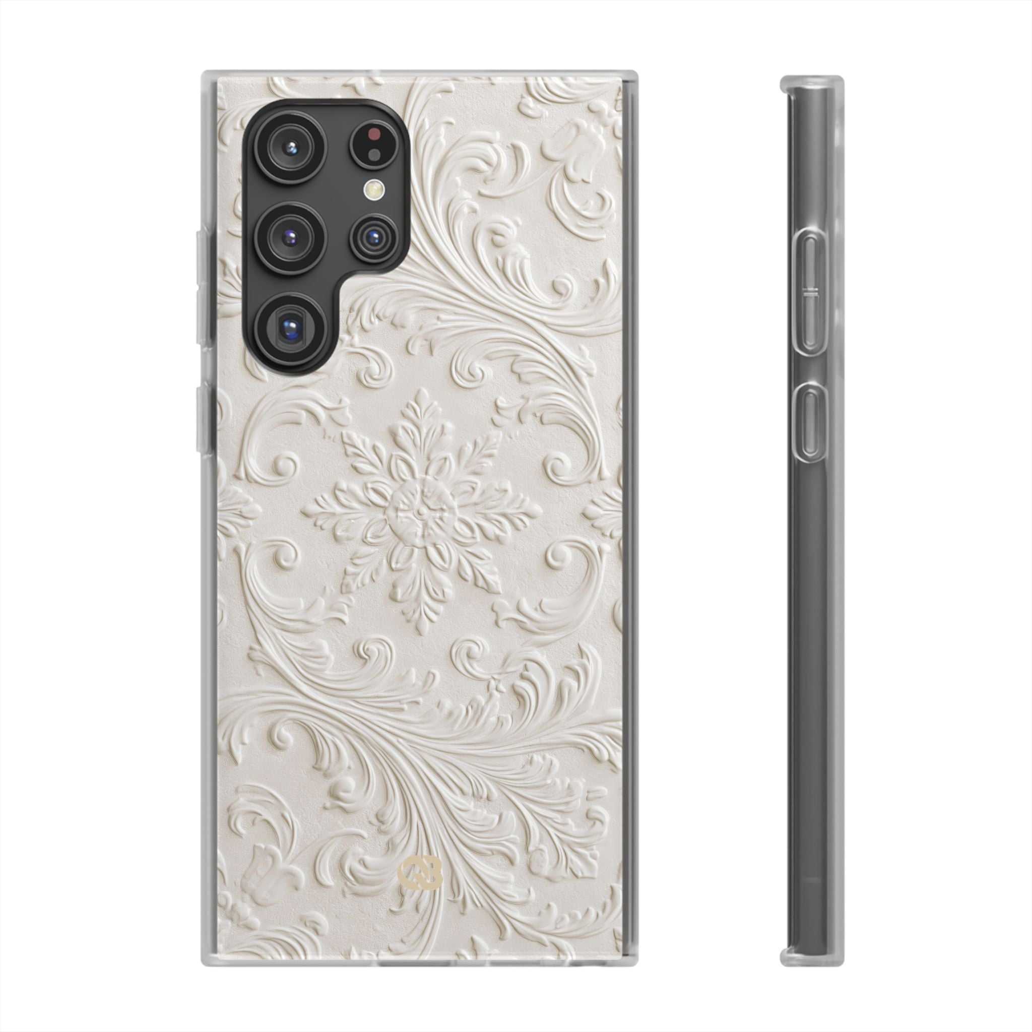 White Lite Phone Case for Samsung - Alabaster Floral Relief