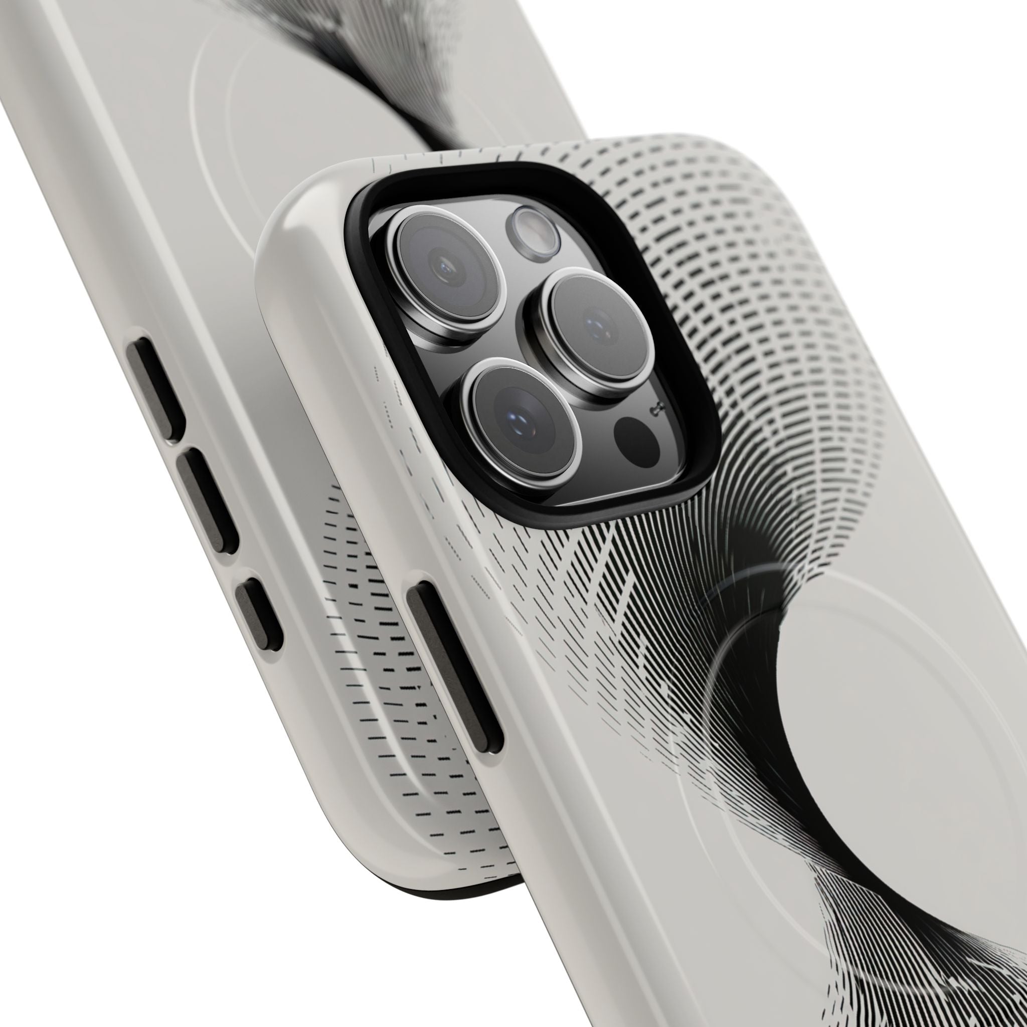 White Tough 2.0 Magsafe Phone Case for iPhone - Linear Torsion Grid