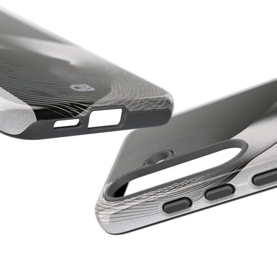 Grey Tough Phone Case for Samsung - Obsidian Moiré Wave