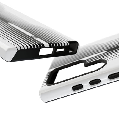 White Tough Phone Case for Samsung - Kinetic Mono Distortion