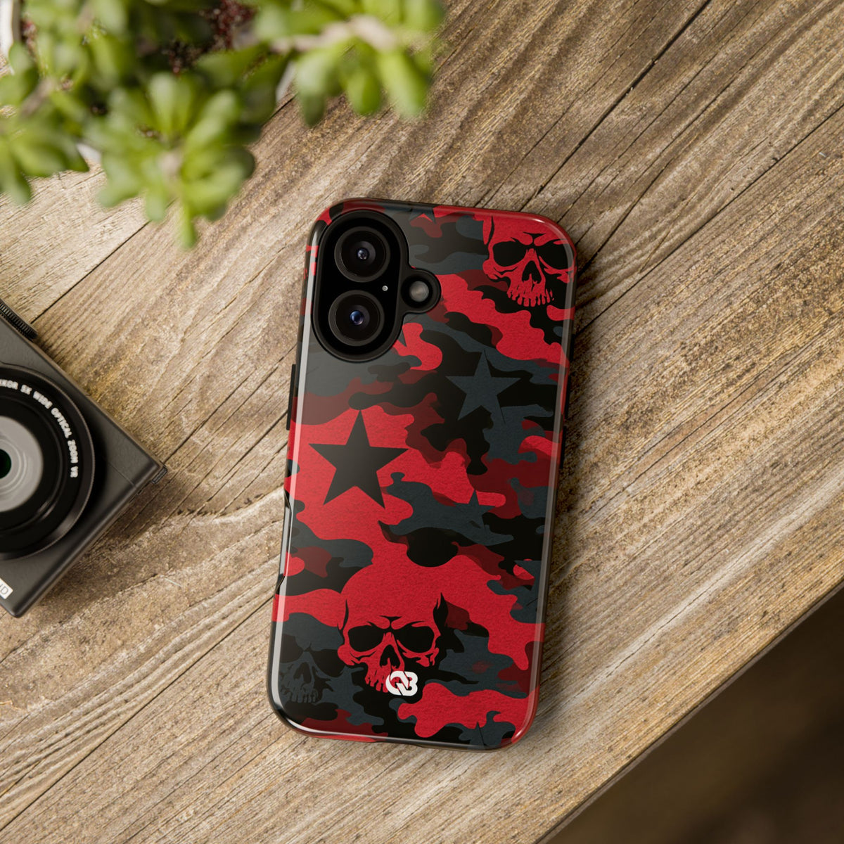 Crimson Skull Camo · Tough Phone Case for iPhone · Red