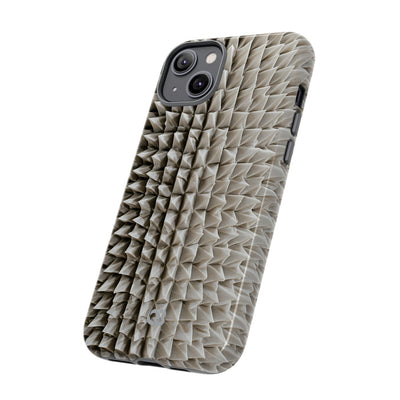 Beige Tough Phone Case for iPhone - Bone Spiked Grid