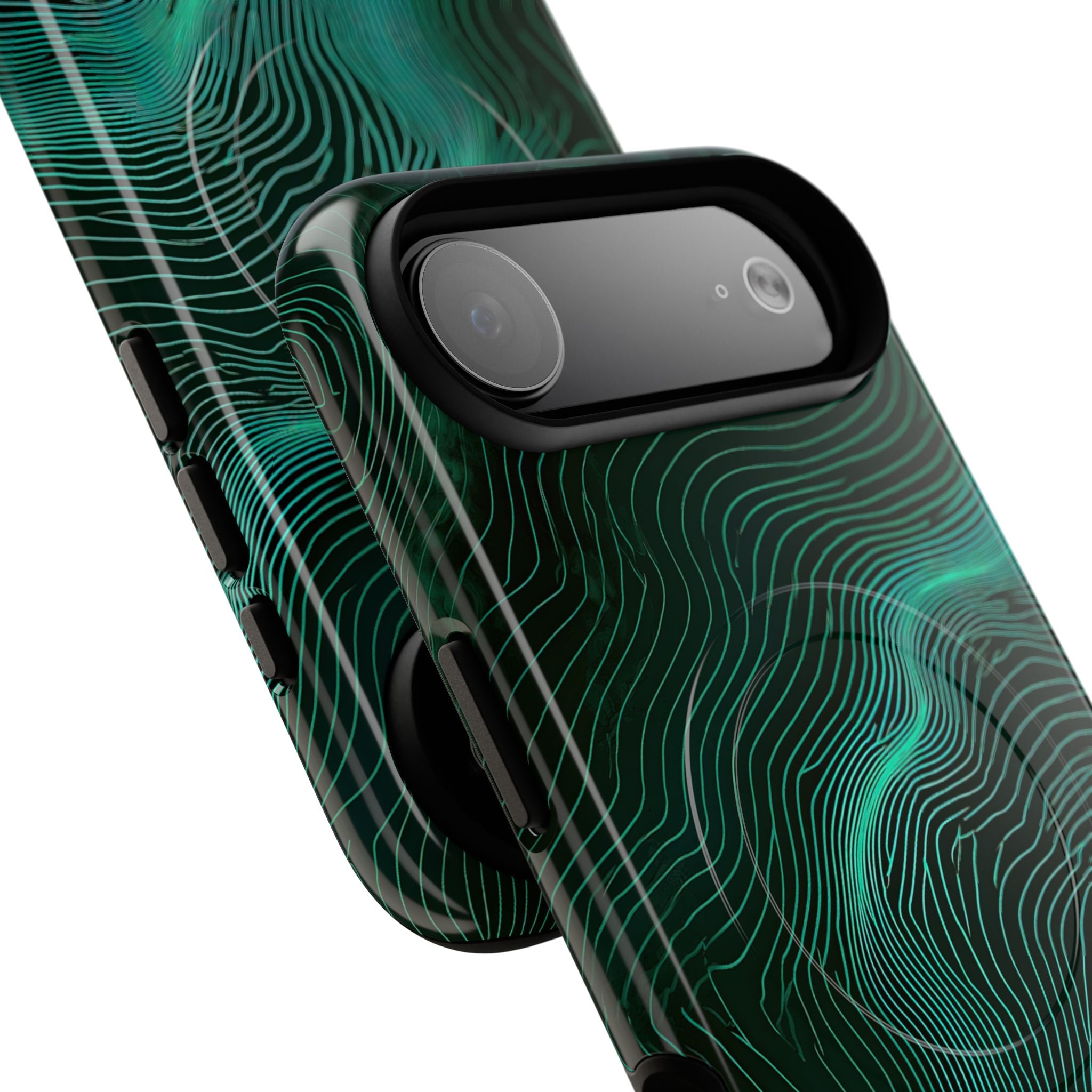 Teal Tough 2.0 Magsafe Phone Case for iPhone - Neon Jade Contour