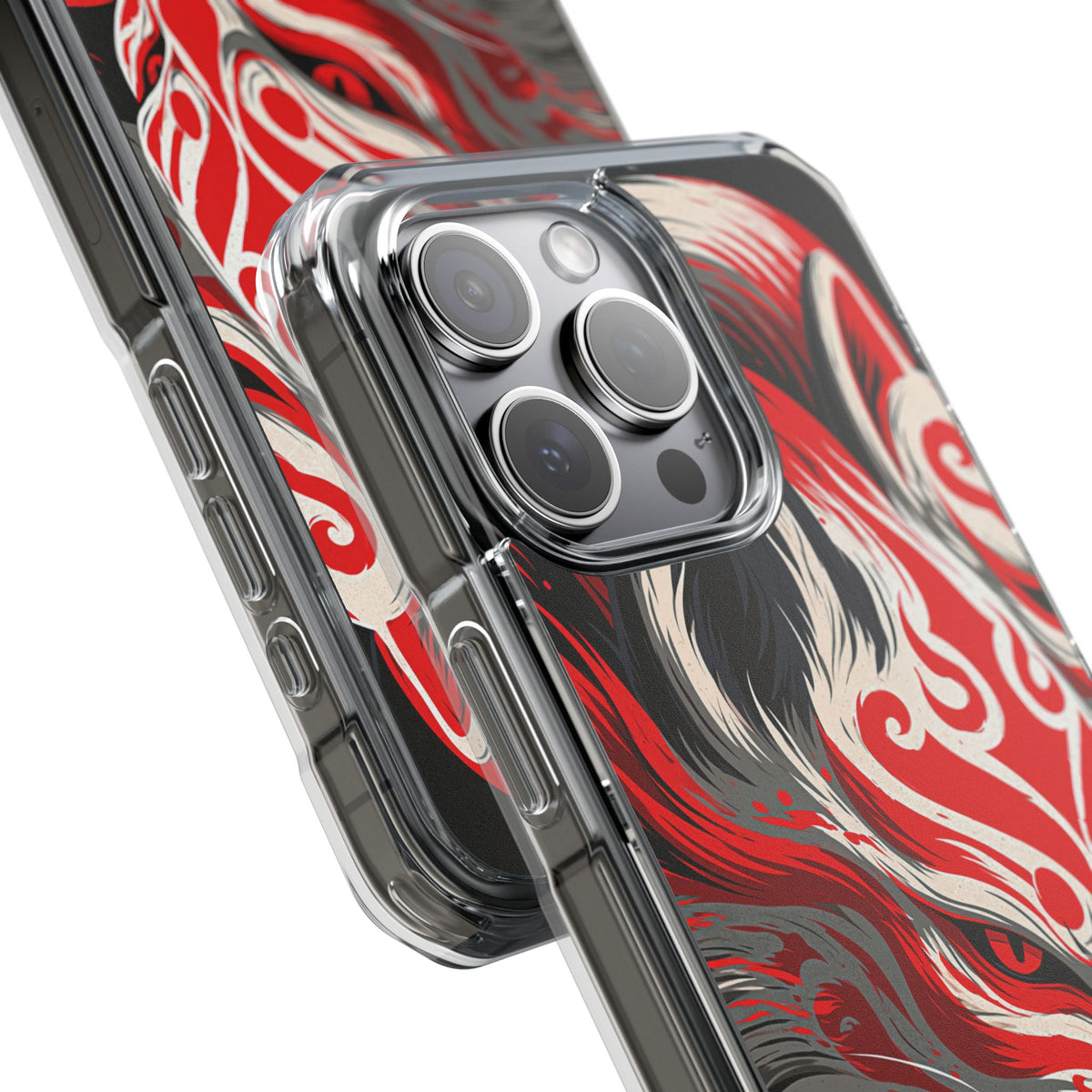 Crimson Kitsune Spirit · Clear Impact Magnetic Phone Case for iPhone · Red