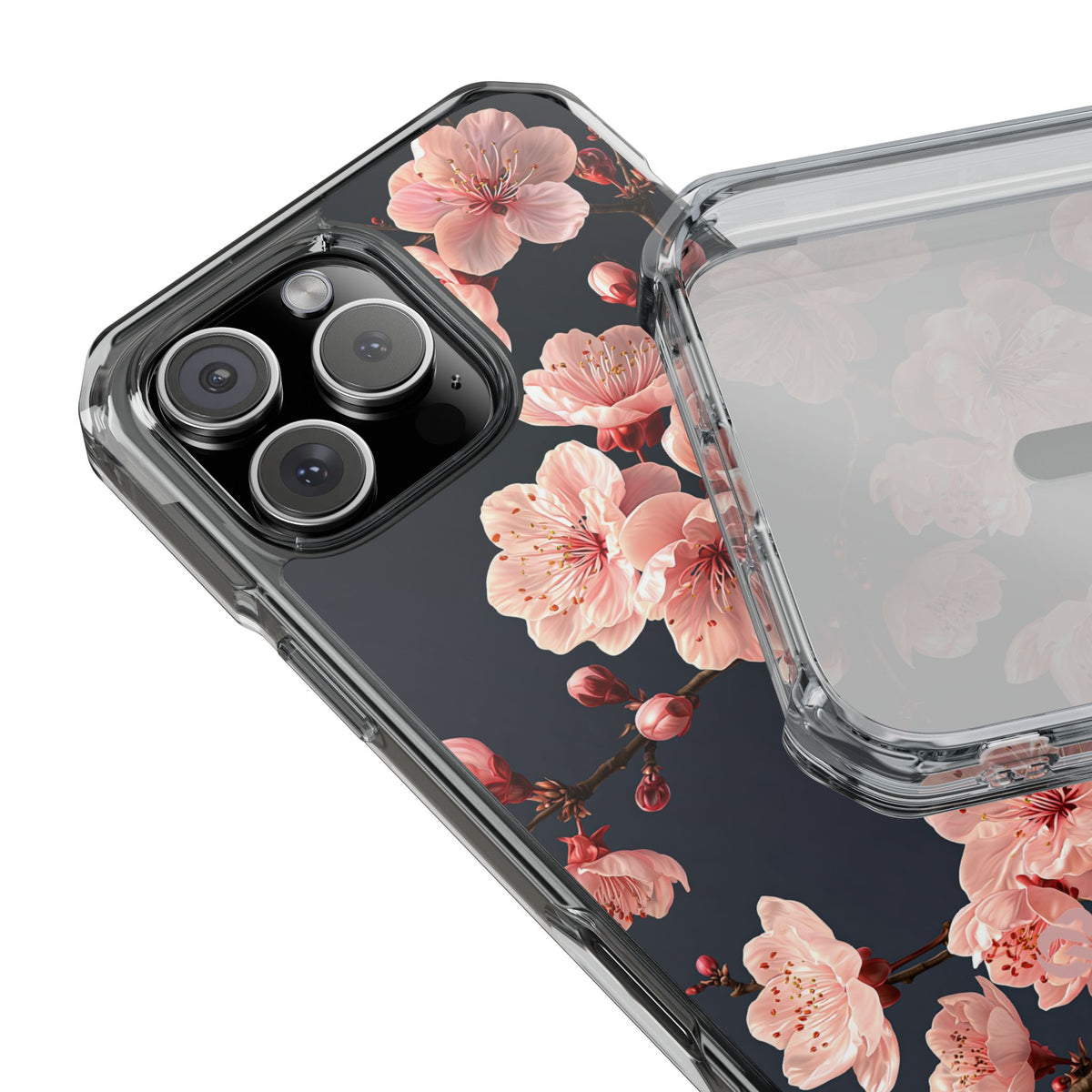 Midnight Sakura Bloom · Clear Impact Magnetic Phone Case for iPhone · Pink