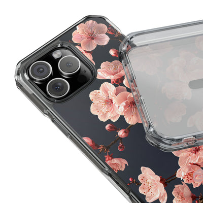 Midnight Sakura Bloom · Clear Impact Magnetic Phone Case for iPhone · Pink