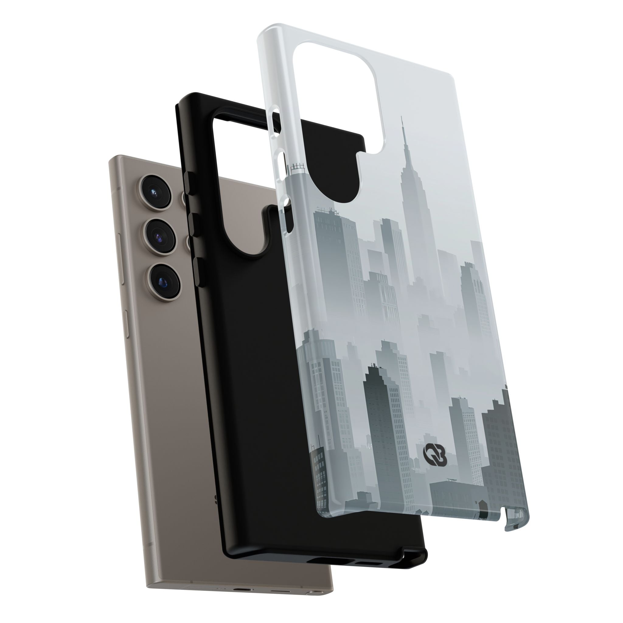 Grey Tough Phone Case for Samsung - Steel Mist Skyline