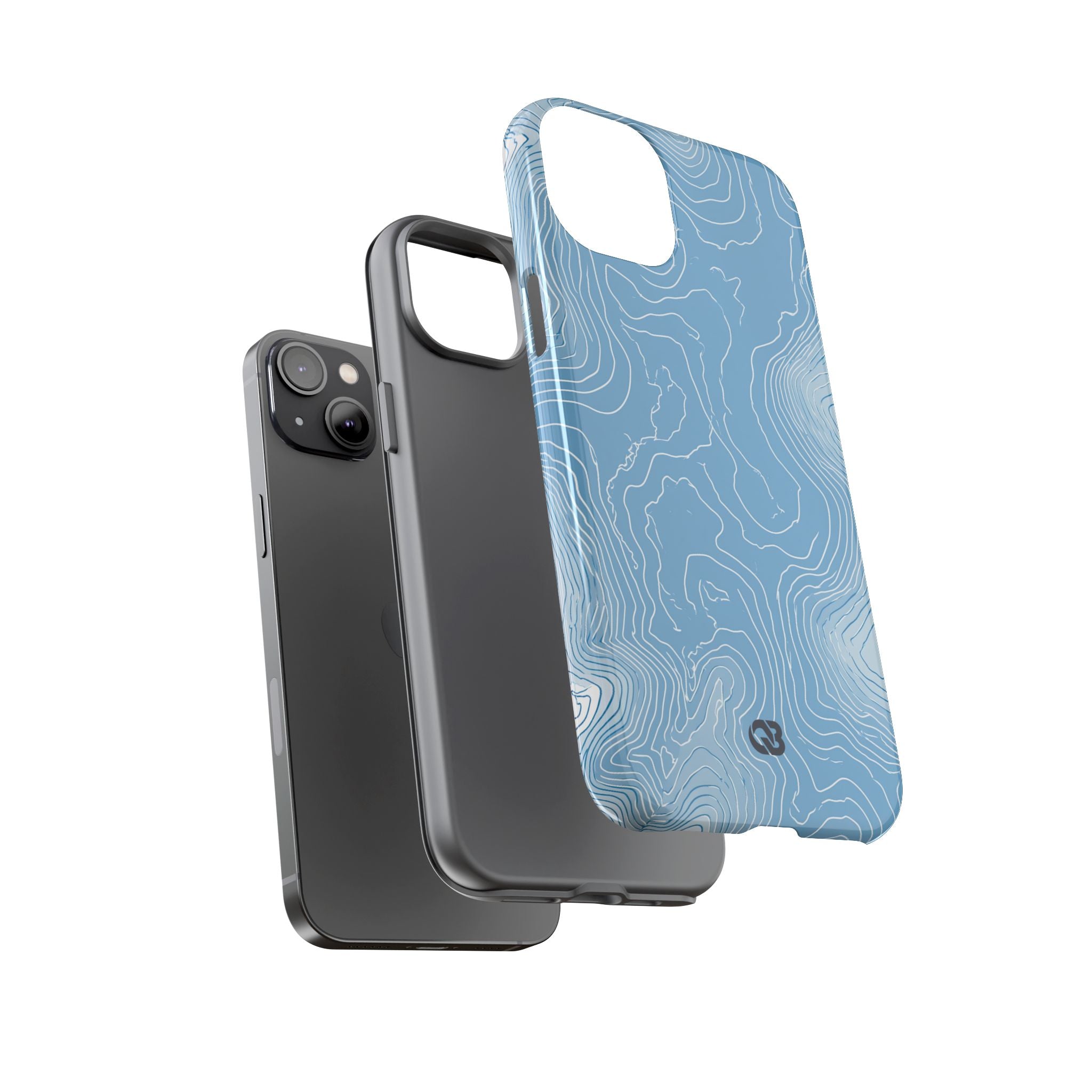 Blue Tough Phone Case for iPhone - Glacial Ridge Topo