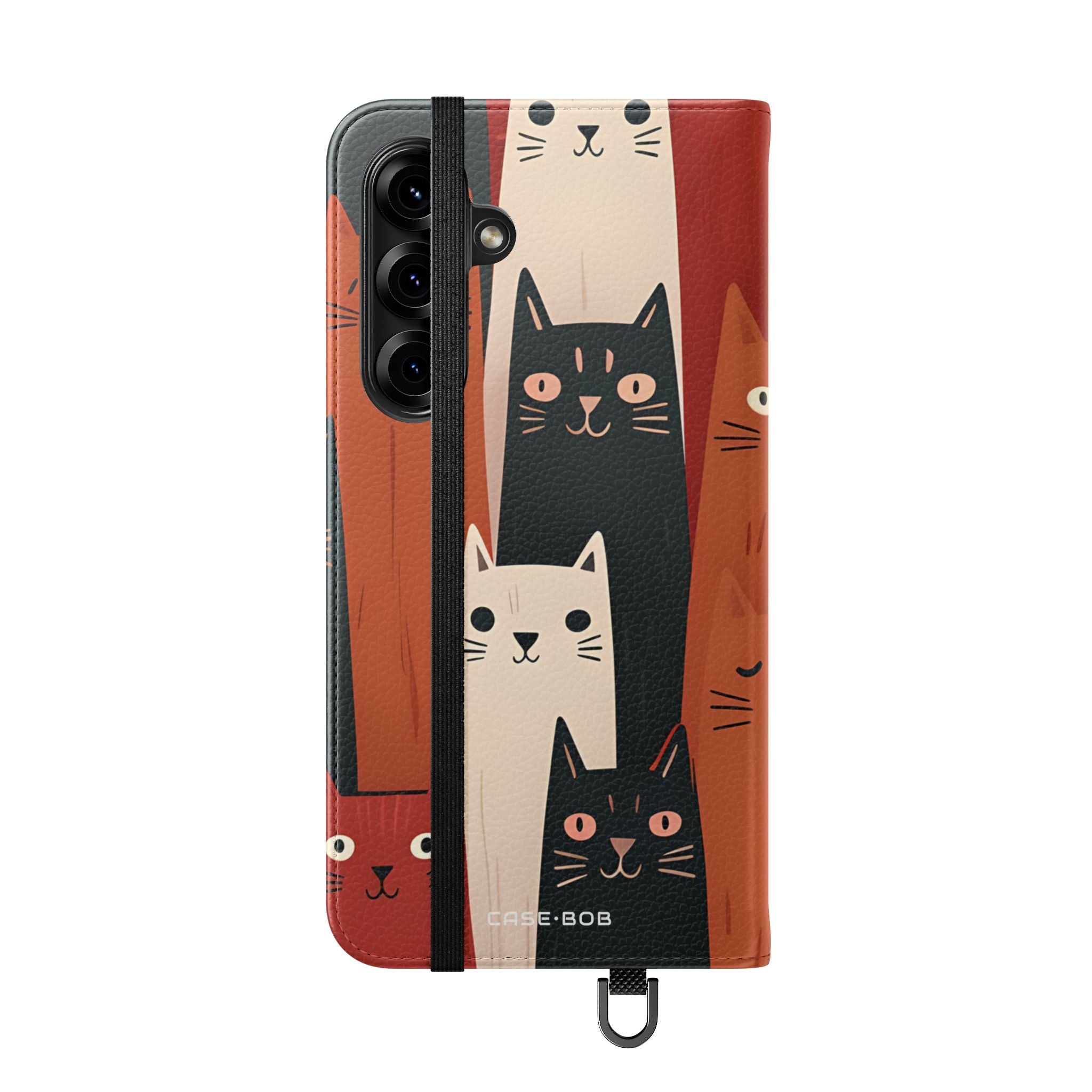 Cat Columns Orange - Samsung S25+ Case - Wallet