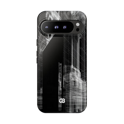 Black Tough Phone Case for Google Pixel - Ghost Urban Wireframe