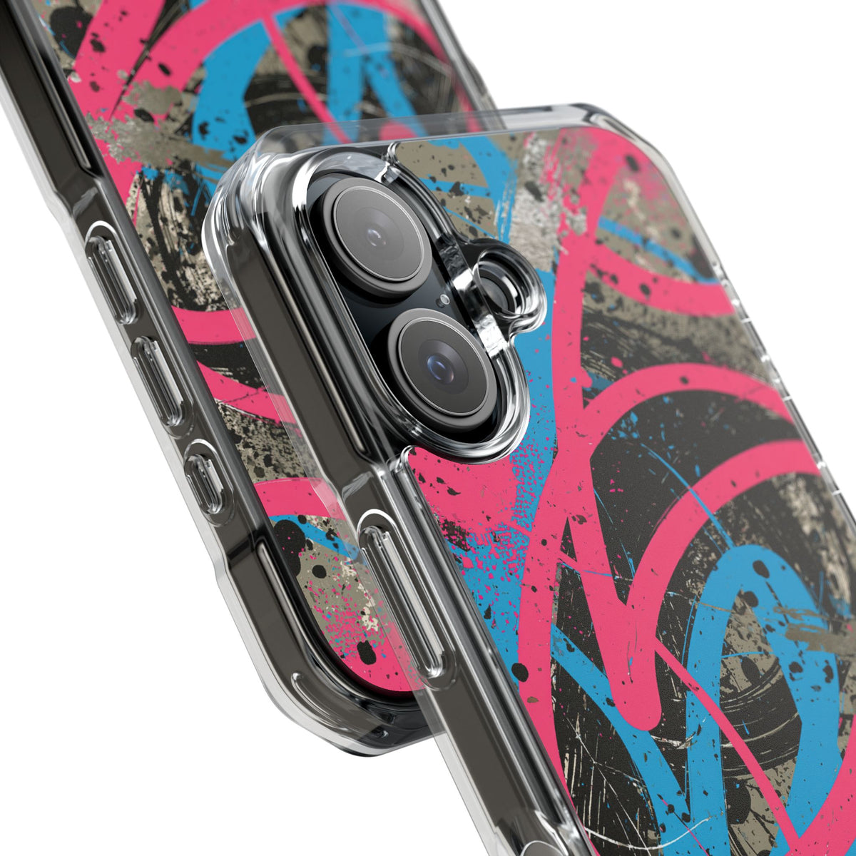 Cyber Splatter Flow · Clear Impact Magnetic Phone Case for iPhone · Pink