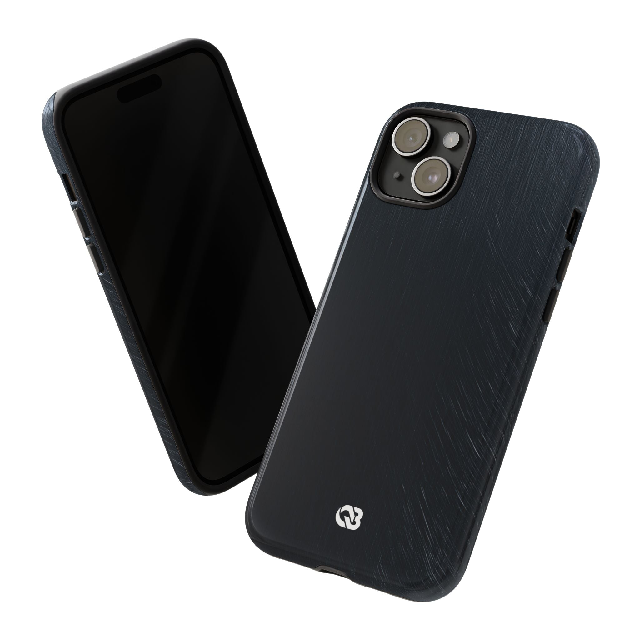 Black Tough Phone Case for iPhone - Midnight Brushed Grain