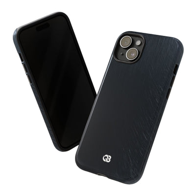 Black Tough Phone Case for iPhone - Midnight Brushed Grain