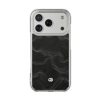 Black Impact MagSafe Phone Case for iPhone - Obsidian Topo Wireframe