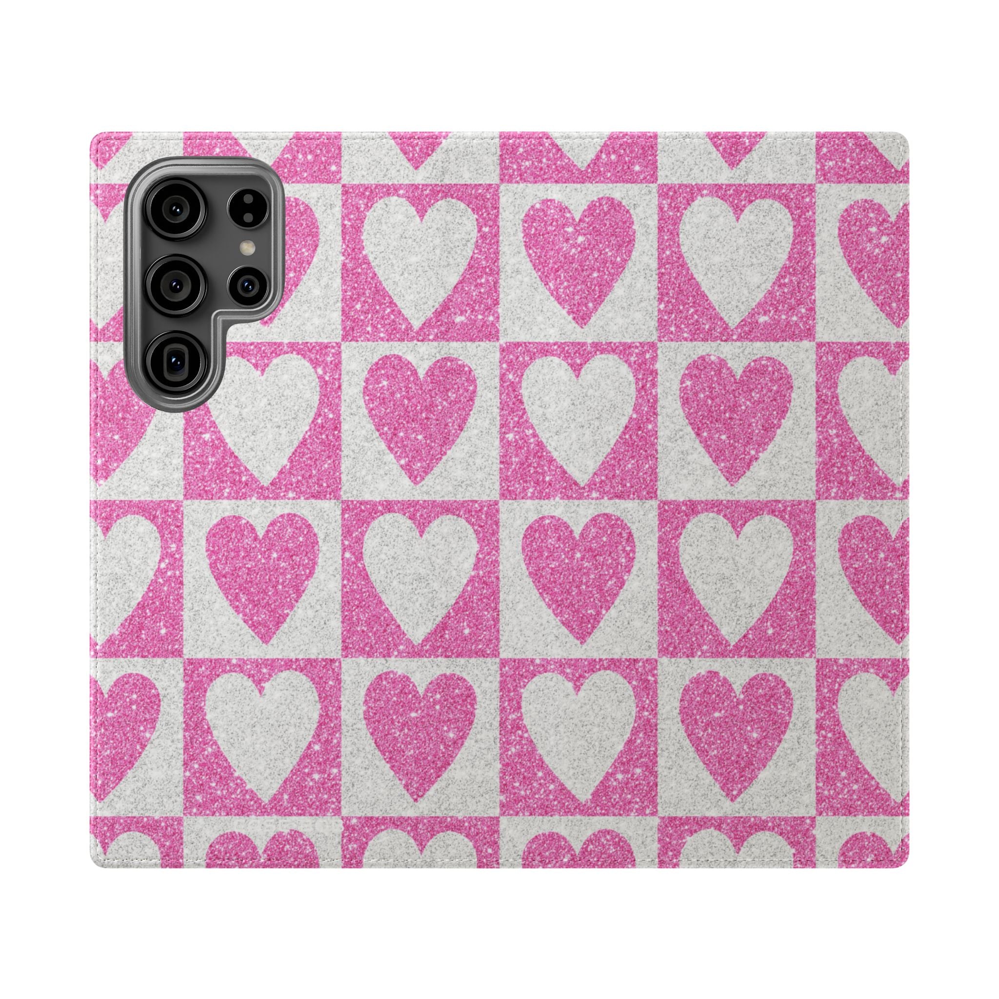 Glitter Heartgrid - Samsung S23 Ultra Case - Wallet