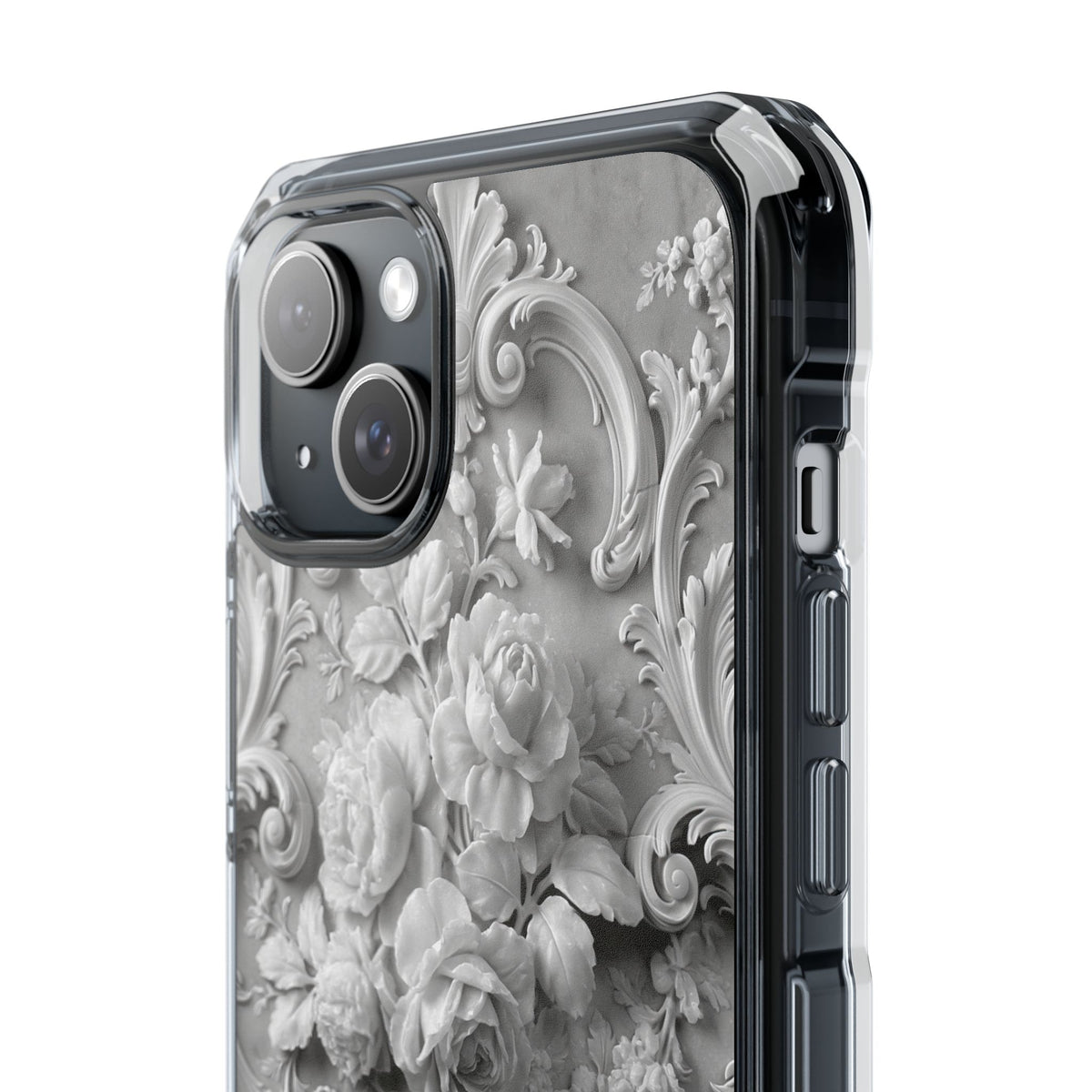 Rococo Marble Rose · Clear Impact Magnetic Phone Case for iPhone · White