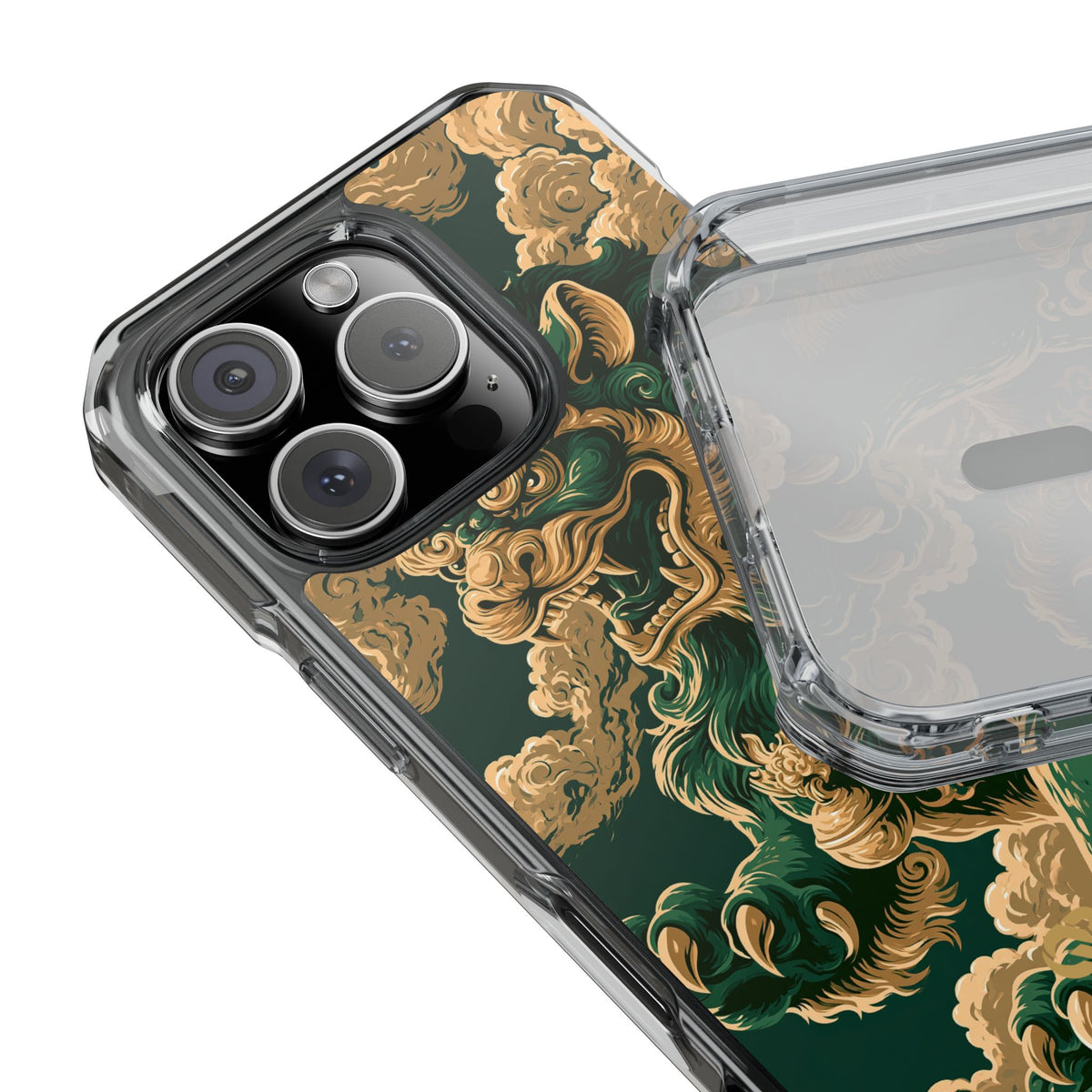 Imperial Guardian Lion · Clear Impact Magnetic Phone Case for iPhone · Green