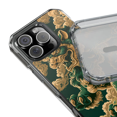 Imperial Guardian Lion · Clear Impact Magnetic Phone Case for iPhone · Green