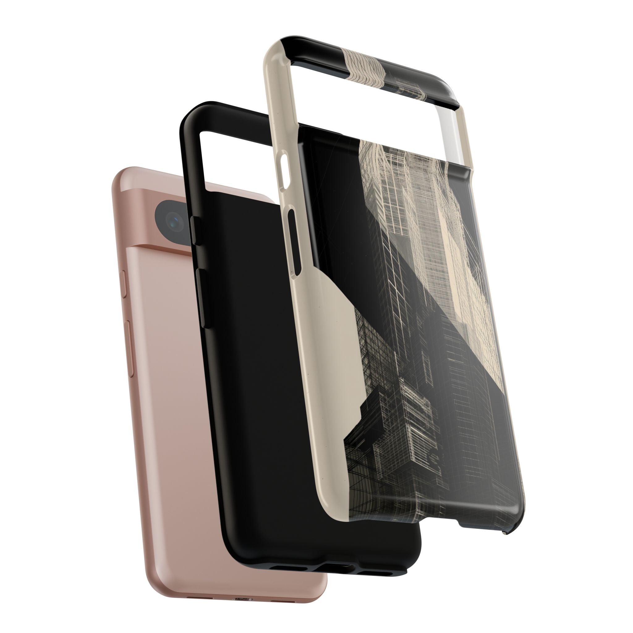 Beige Tough Phone Case for Google Pixel - Monolith Urban Grid