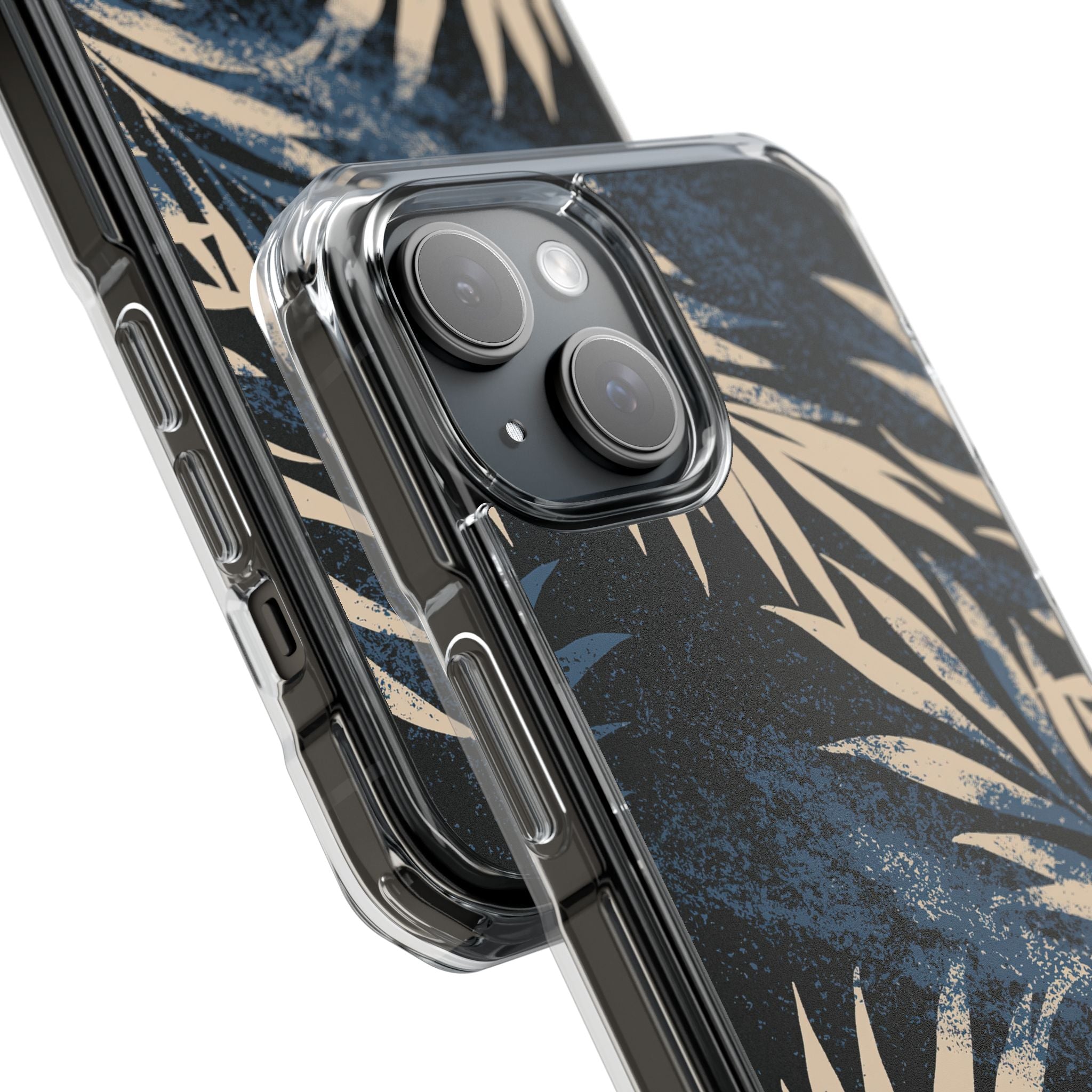 Blue Impact MagSafe Phone Case for iPhone - Midnight Indigo Palm