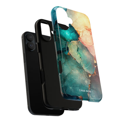 Teal Mosaic Veins iPhone 16 Plus Case - Tough+