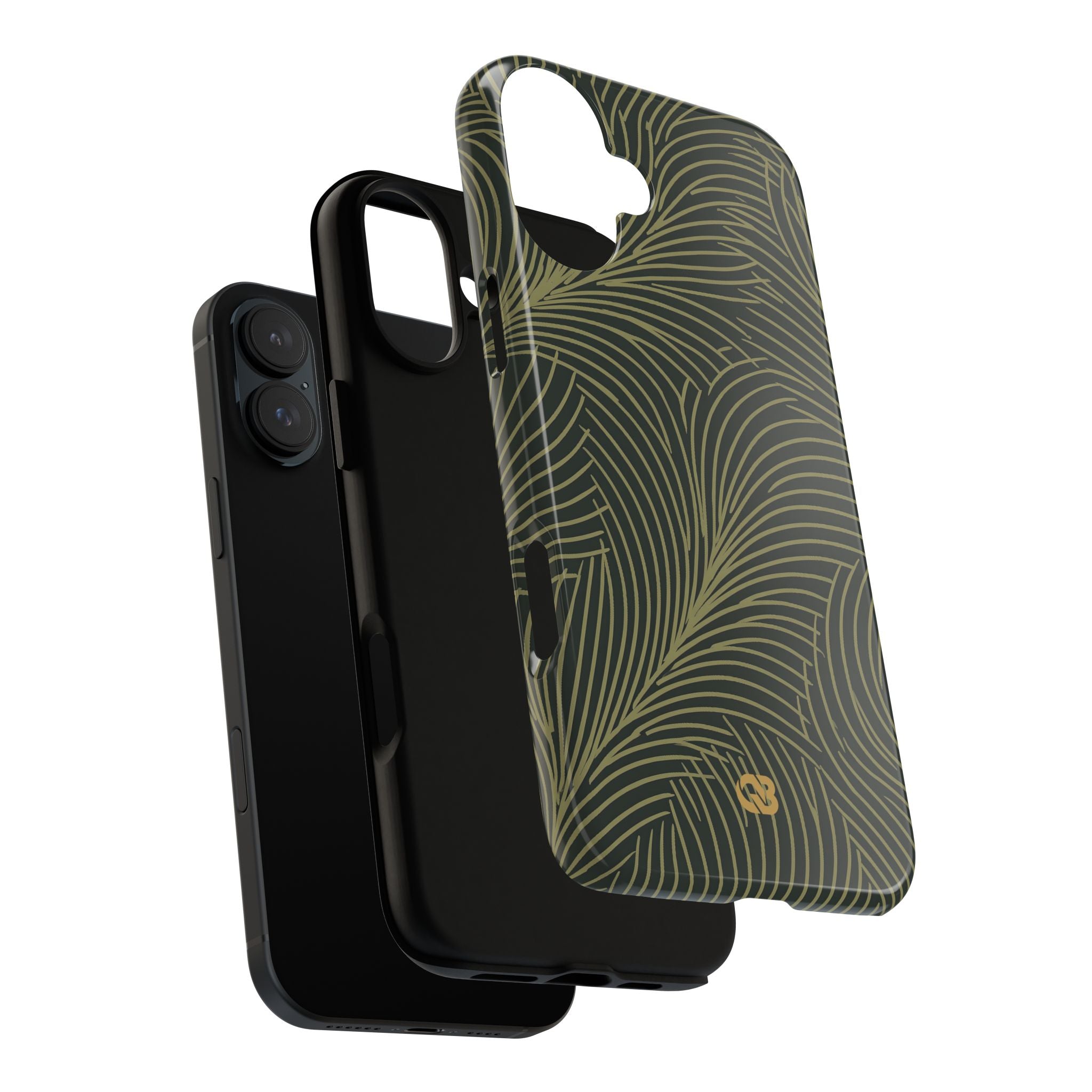 Green Tough Phone Case for iPhone - Dark Olive Plume