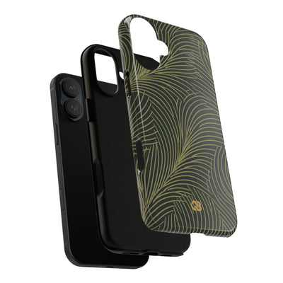 Green Tough Phone Case for iPhone - Dark Olive Plume