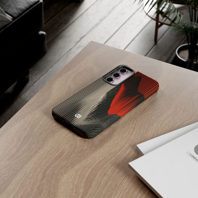 Red Tough Phone Case for Samsung - Crimson Pulse Topo