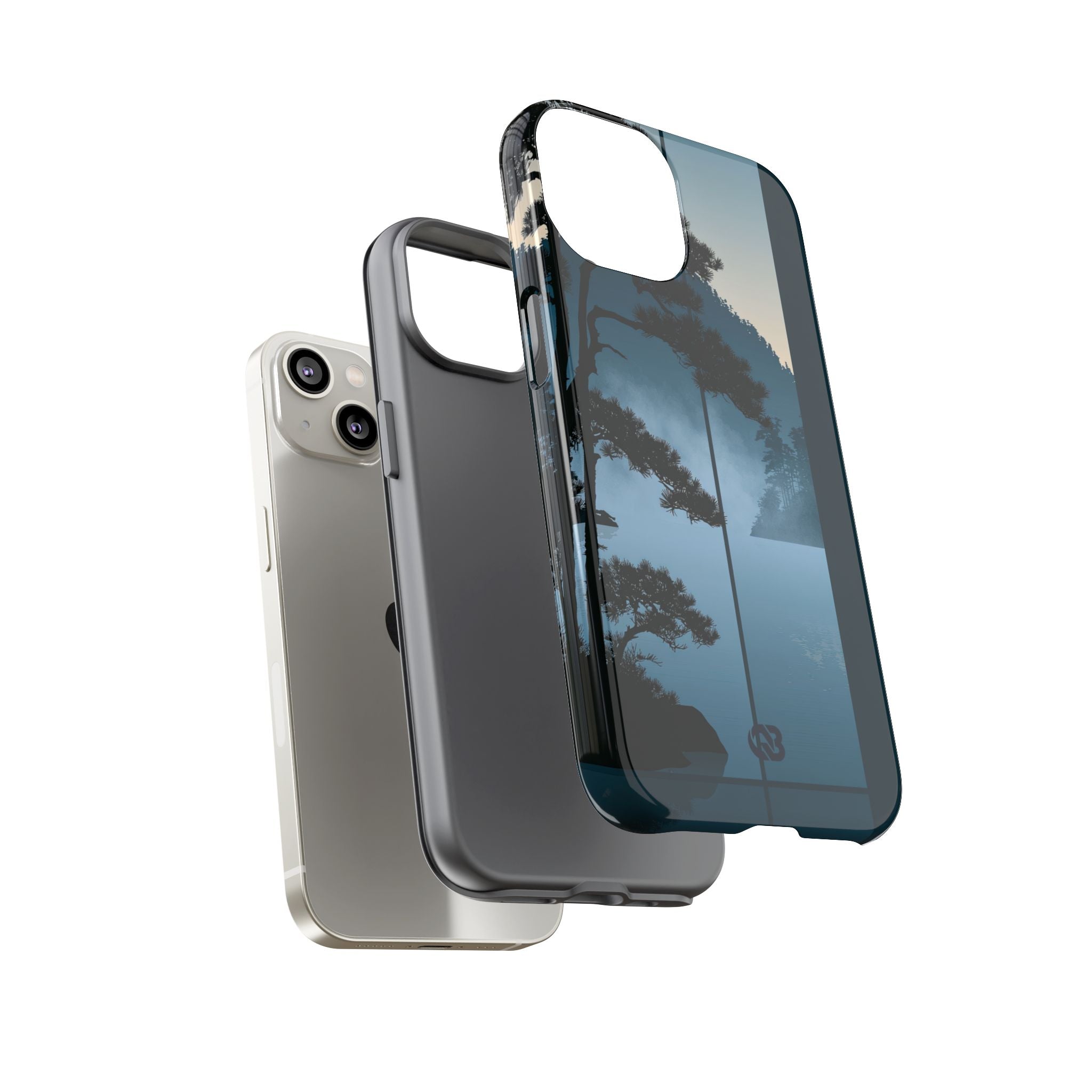 Blue Tough Phone Case for iPhone - Kyoto Mist Pine