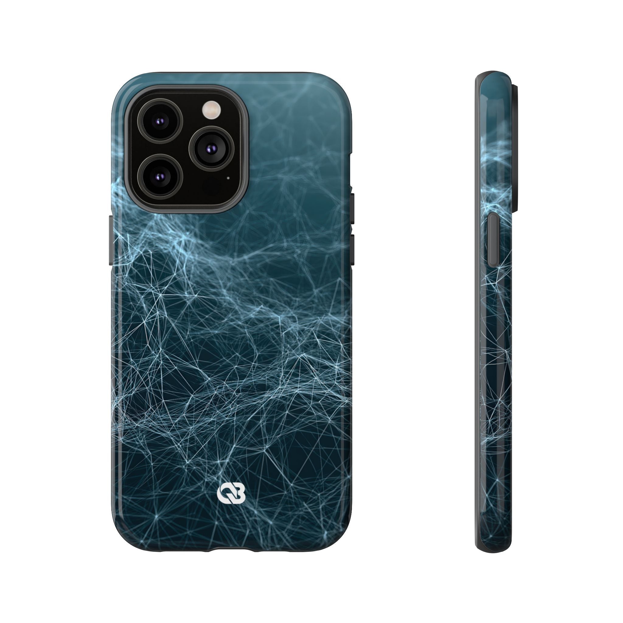Teal Tough Phone Case for iPhone - Arctic Neural Mesh