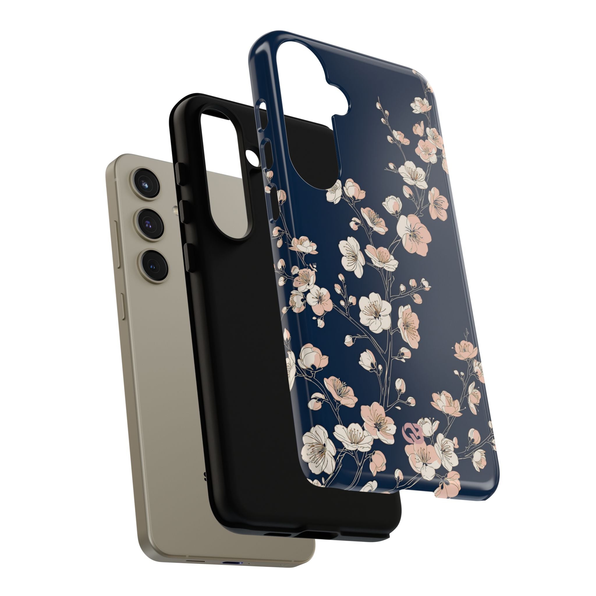 Blue Tough Phone Case for Samsung - Midnight Peach Sakura