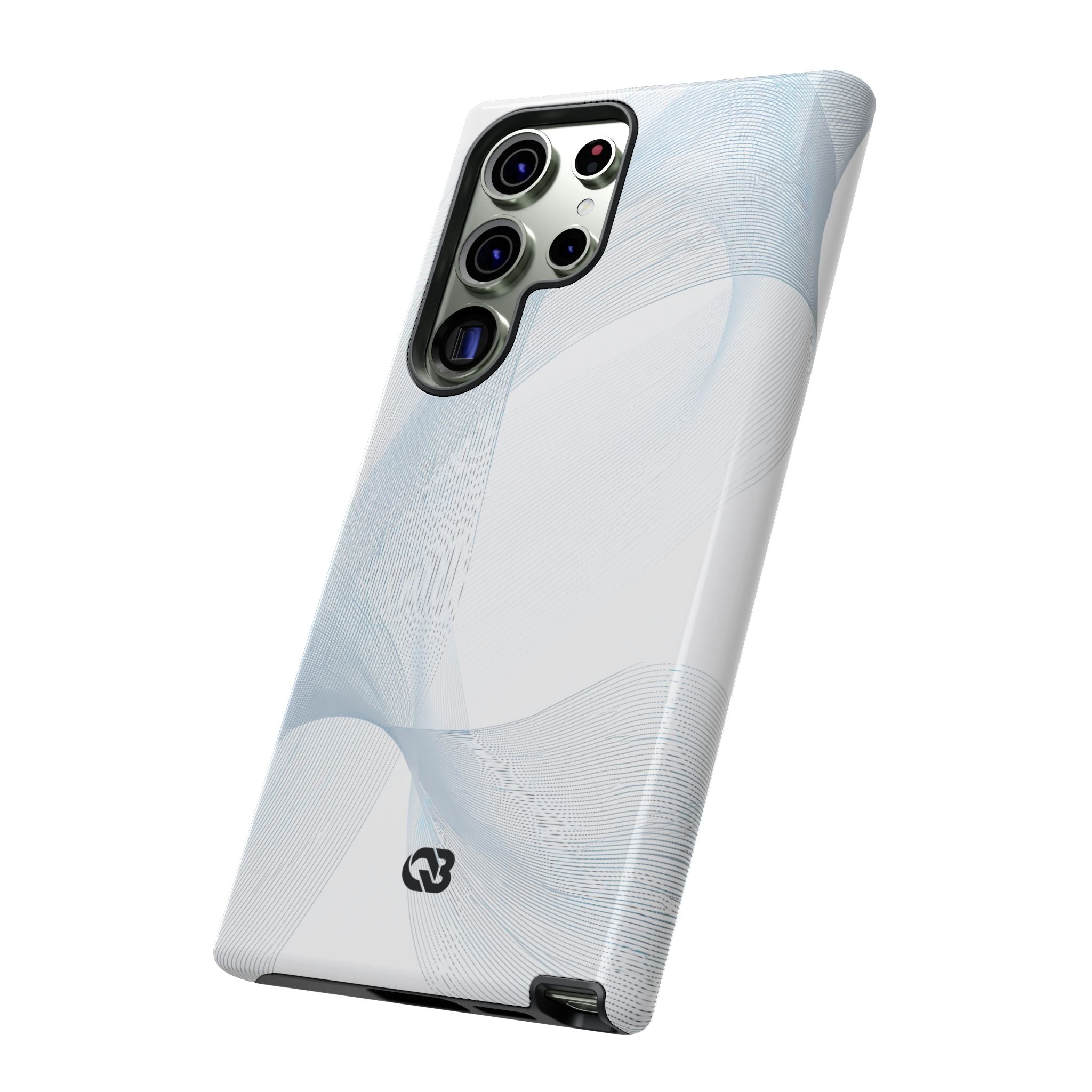 White Tough Phone Case for Samsung - Arctic Line Current