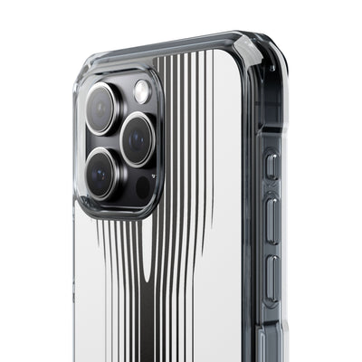 White Impact MagSafe Phone Case for iPhone - Kinetic Mono Distortion