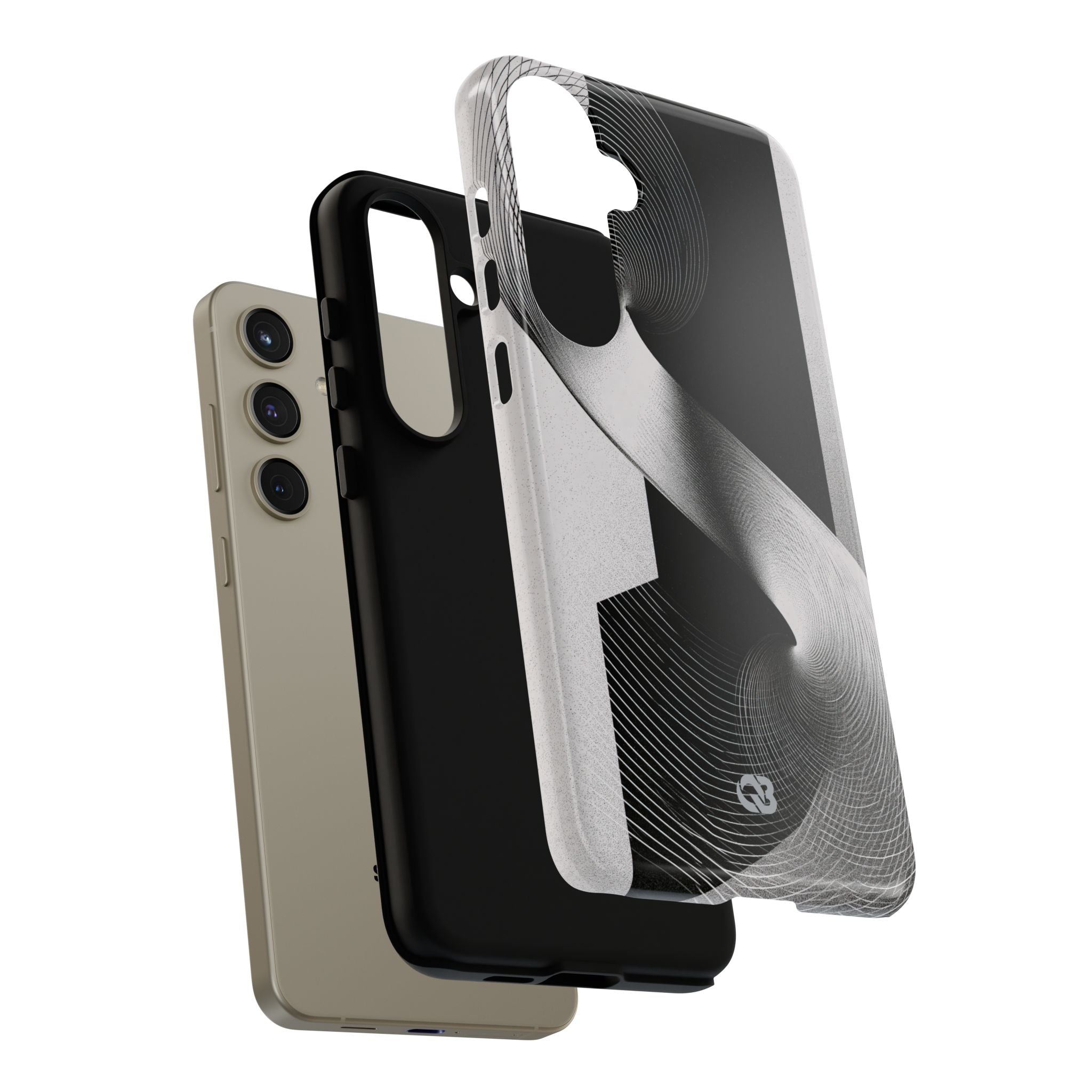 Grey Tough Phone Case for Samsung - Obsidian Moiré Wave