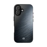 Grey Tough Phone Case for iPhone - Charcoal Brushed Steel