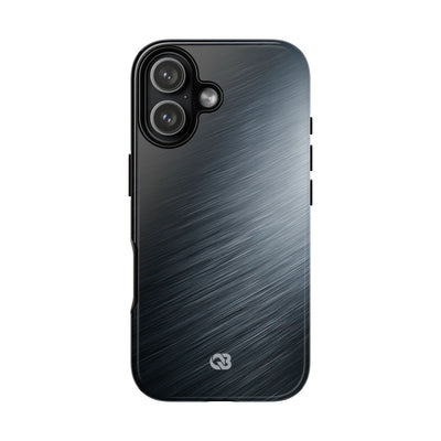 Grey Tough Phone Case for iPhone - Charcoal Brushed Steel