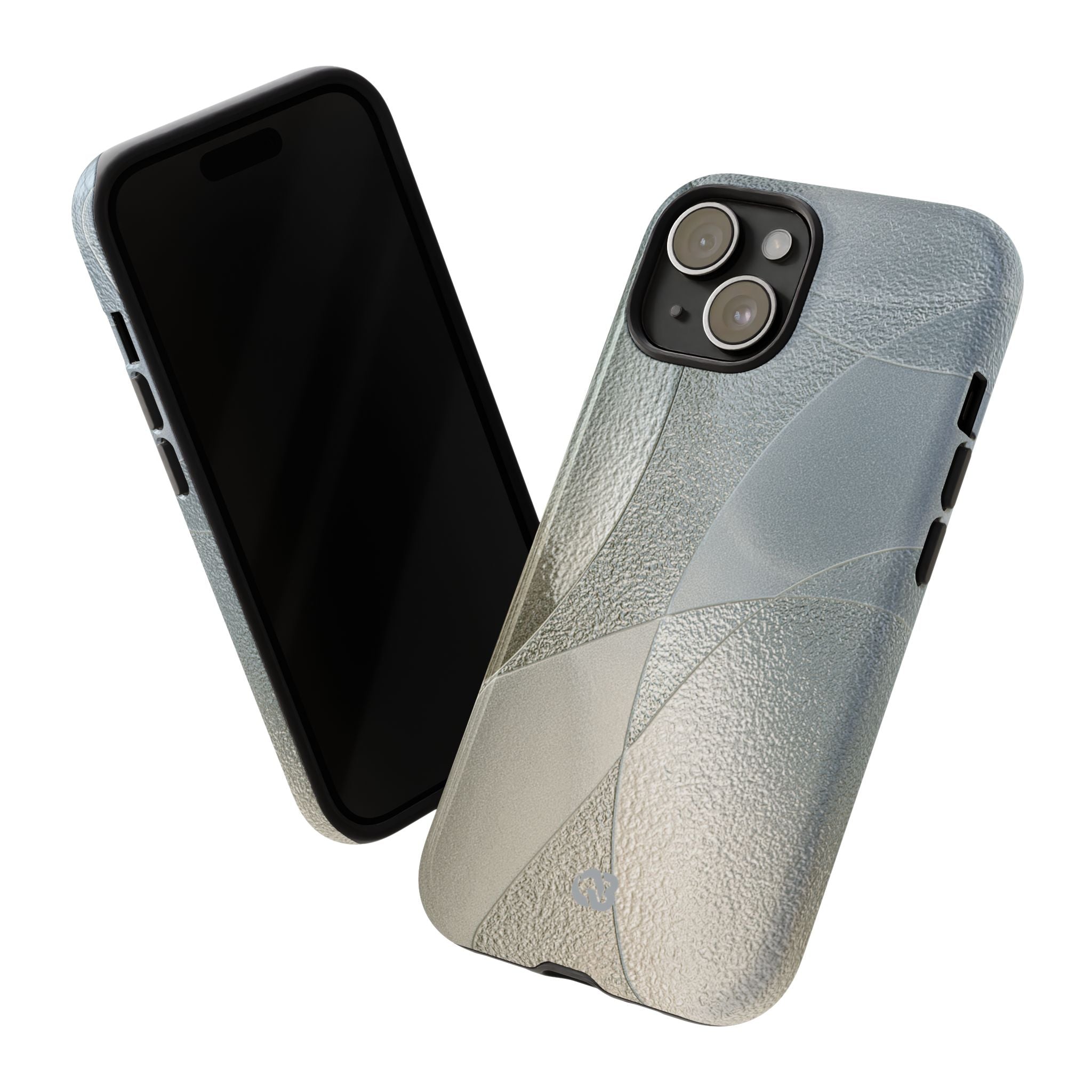 Silver Tough Phone Case for iPhone - Frosted Silver Mosaic