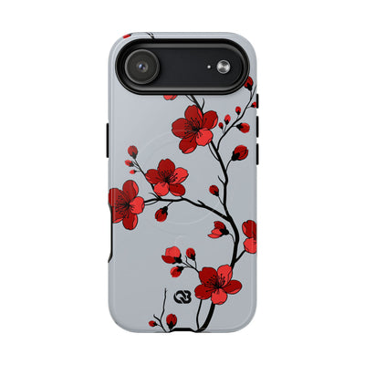 Grey Tough 2.0 Magsafe Phone Case for iPhone - Crimson Blossom Onyx
