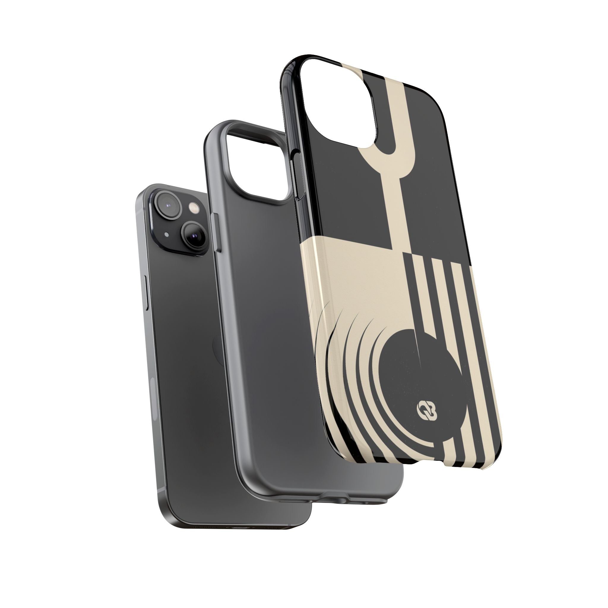Black Tough Phone Case for iPhone - Ivory Signal Grid