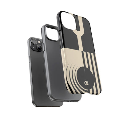 Black Tough Phone Case for iPhone - Ivory Signal Grid