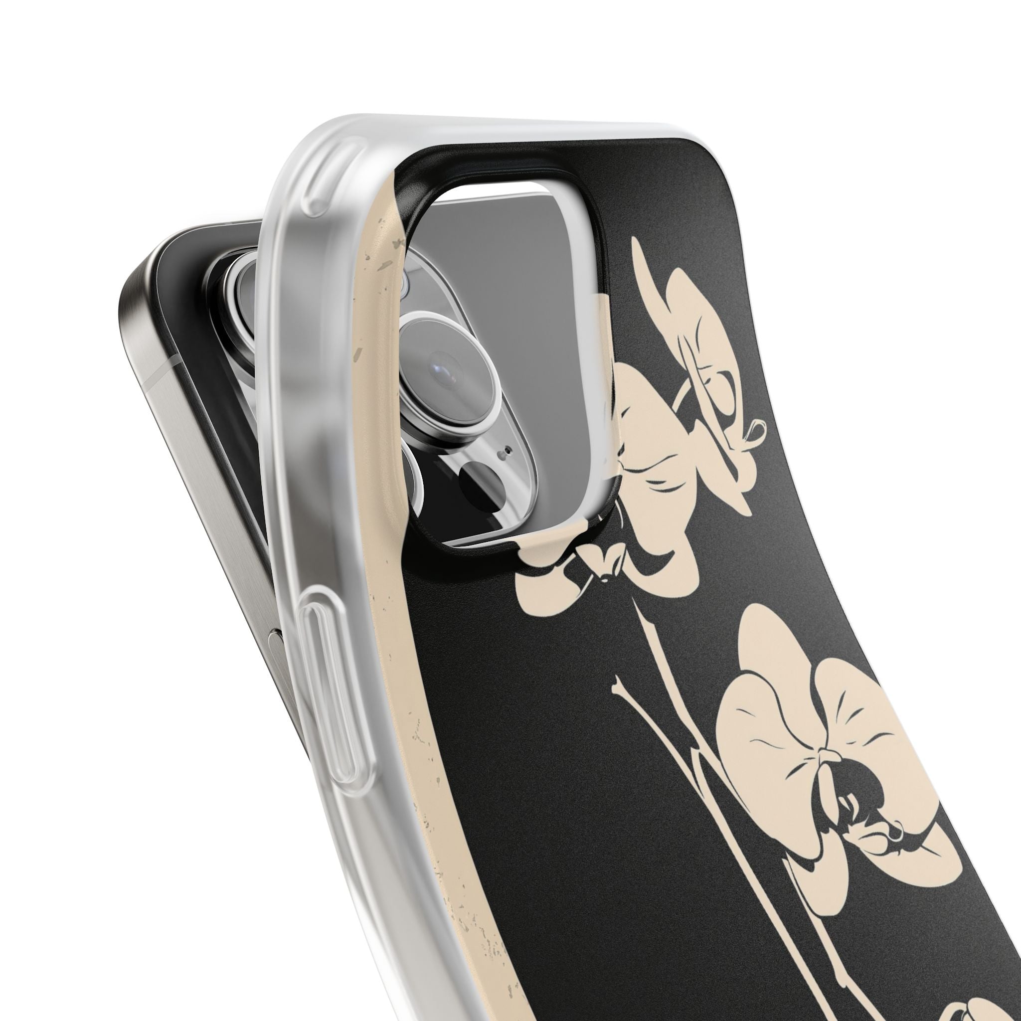 Black Lite Phone Case for iPhone - Obsidian Bone Orchid