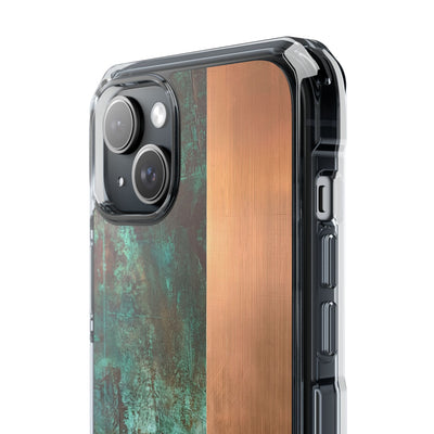 Teal Impact MagSafe Phone Case for iPhone - Verdigris Copper Slab