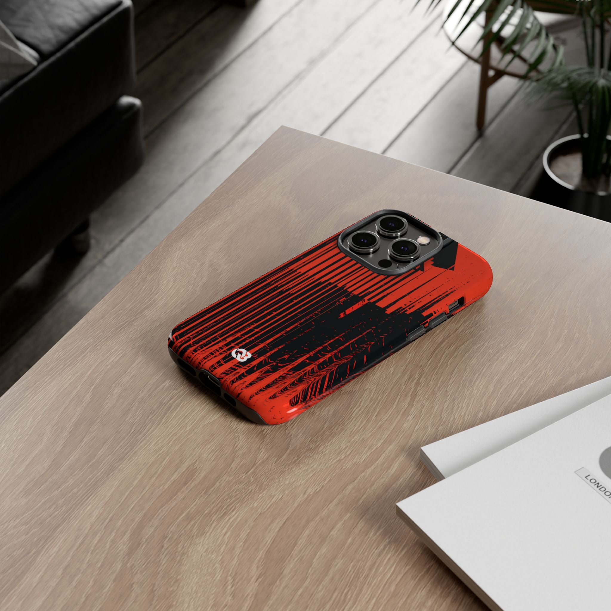 Red Tough Phone Case for iPhone - Crimson Brutalist Distortion