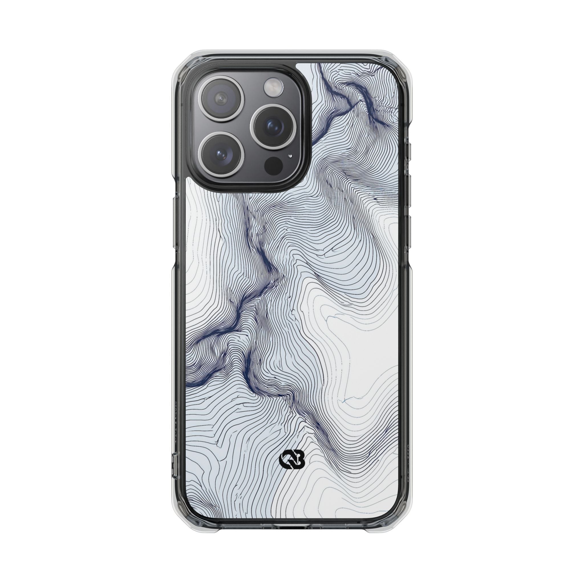 White Impact MagSafe Phone Case for iPhone - Nordic Ridge Topo