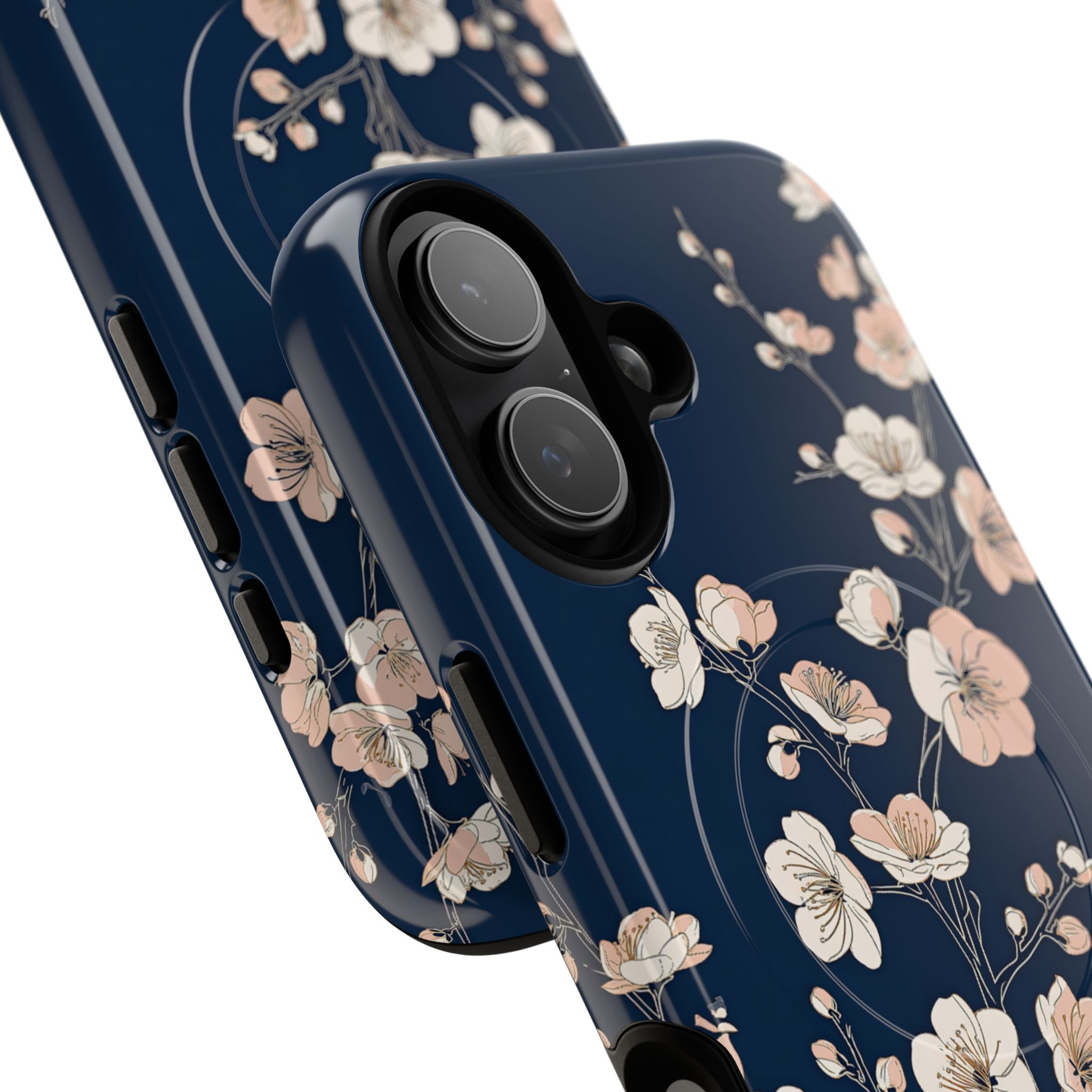 Blue Tough 2.0 Magsafe Phone Case for iPhone - Midnight Peach Sakura