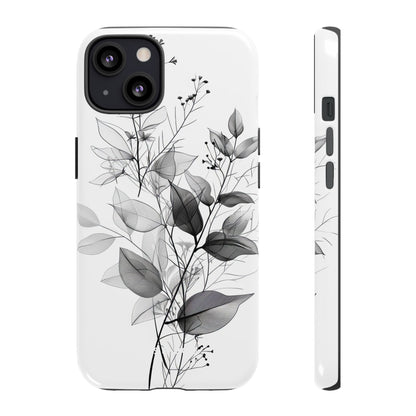 Veined Leaves Gray iPhone 13 Case - Tough